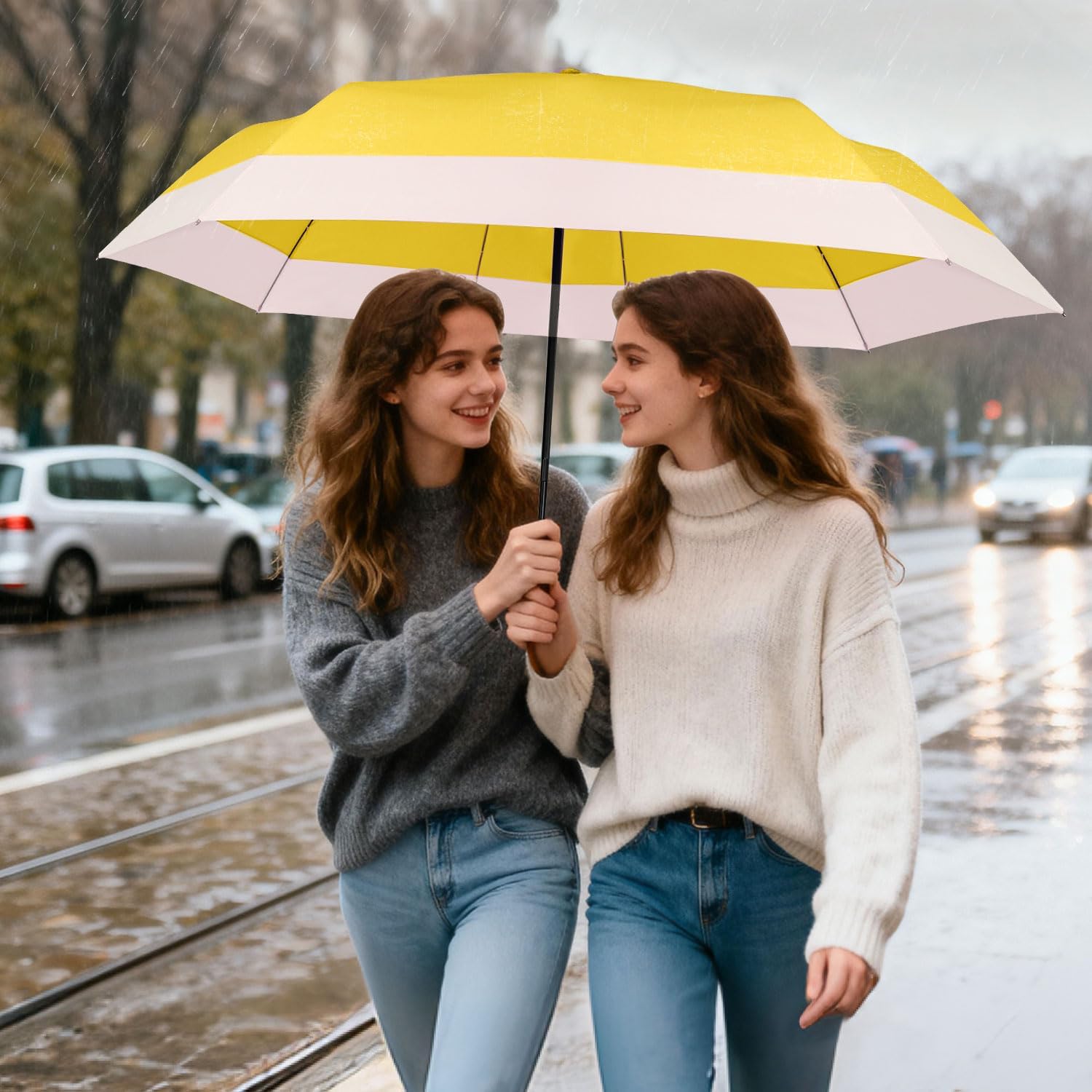 Lejorain Compact Golf Umbrella Large - 54inch Travel Big Portable Automatic Folding Umbrella Windproof for Men Heavy Duty 210T Dupont Teflon Coated Umbrella for Rain - Image 3