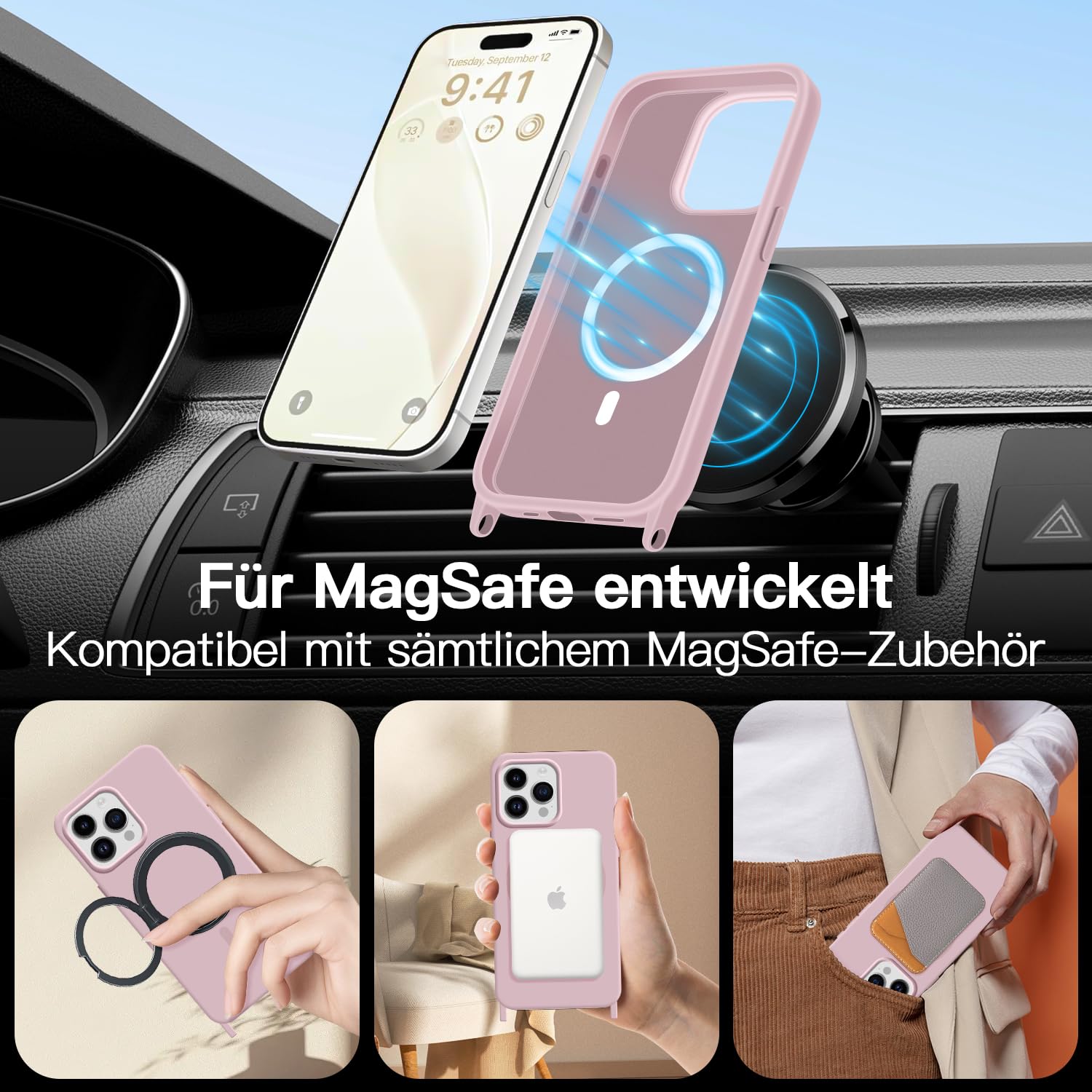 GoodcAcy Magnetica Cover Per IPhone 16 Pro Con Cordino, Compatibile Con MagSafe, Custodia Trasparente Hard PC - Foto 12