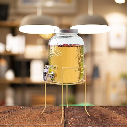 Miniatura 4 de Veemoon Soporte dispensador de bebidas Soporte de bebidas Hierro para jarra de agua y recipientes de vidrio Soporte de cubo de vino