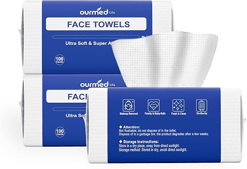 Ourmed Life Face Towels Disposable, Ultra Soft & Absorbent, 300 Count