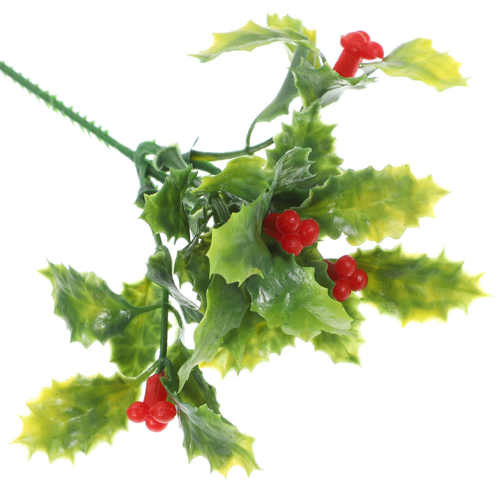 12 púas de Navidad Artificiales de Pino de Navidad, Tallos de Bayas Rojas, Hojas de Acebo para arreglos de, decoración de Invierno