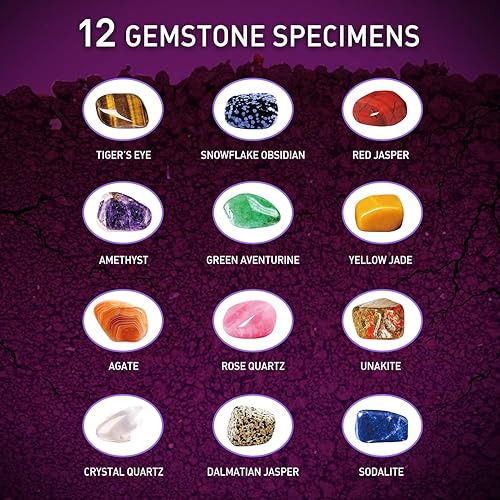 Miniatura 4 de Kit de Excavación de Gemas Byncceh  Excava 12 Piedras Preciosas Reales y Cristales para Niños, Kit de Excavación de Gemas, Colección de Minerales y