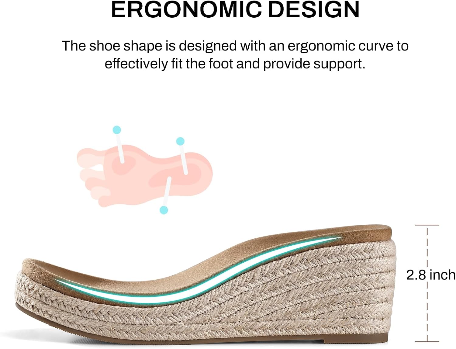 SHIBEVER Wedge Sandals for Women Comfortable: Platform Arch Support Sandals Espadrille Dressy Summer Shoes