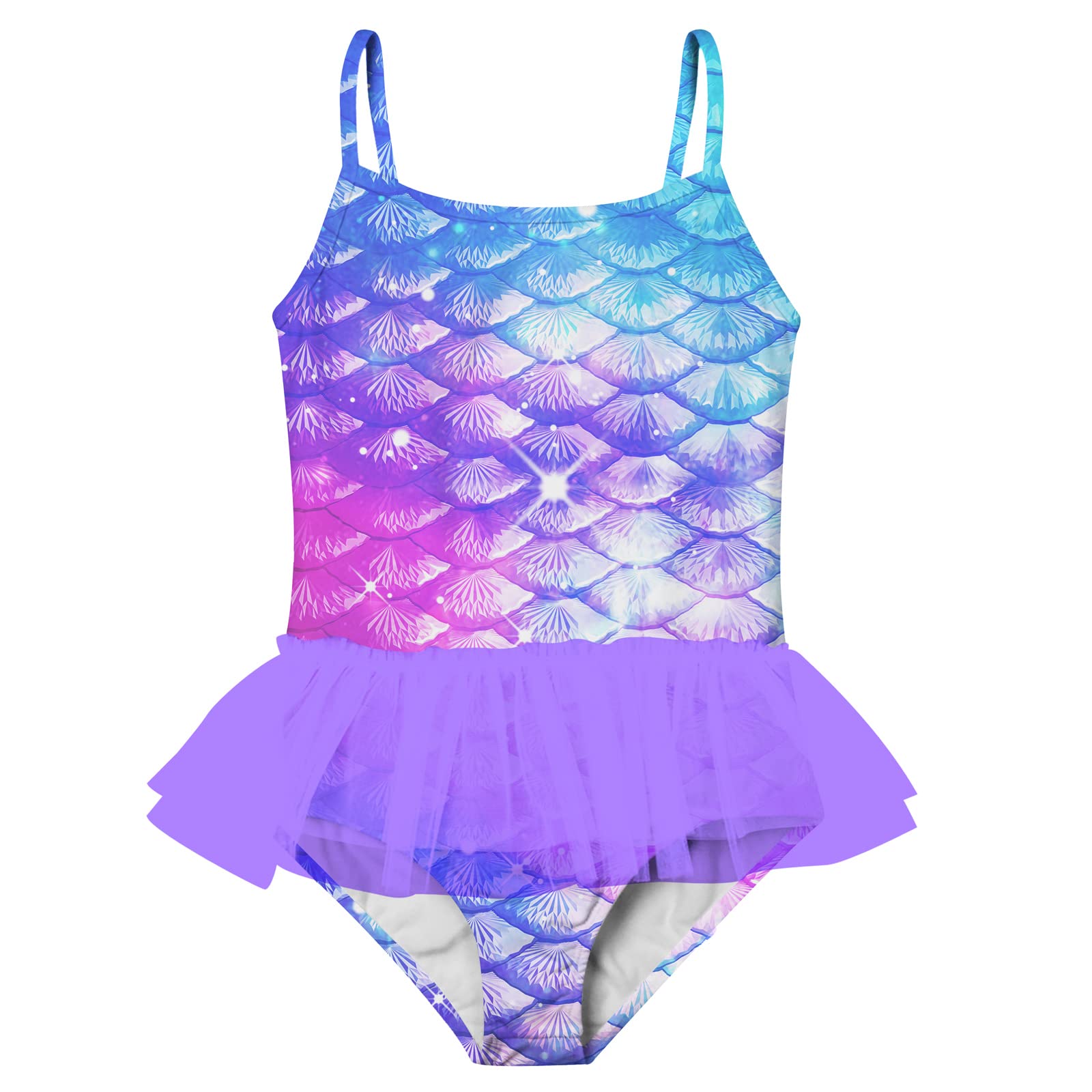 swimsobo Girls One Piece Swimsuit Colorful Mermaid Bathing Suit Cute Swimwear for 2-10 Years
