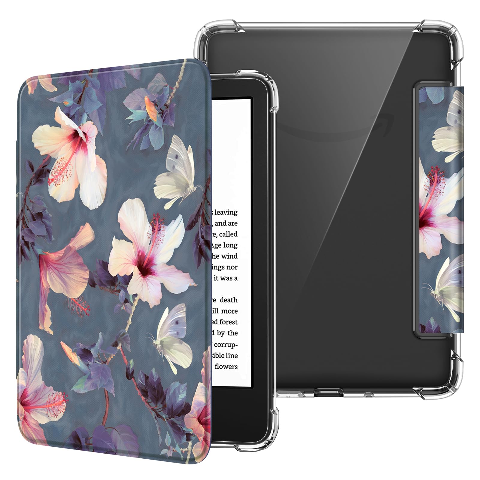 Fintie Case for 6 Inch Kindle (11th Generation) - 2024/2022, Clear Soft TPU Protective Case with Auto Sleep/Wake for 6 Inch Kindle Basic 2024, Blooming Hibiscus-image-25
