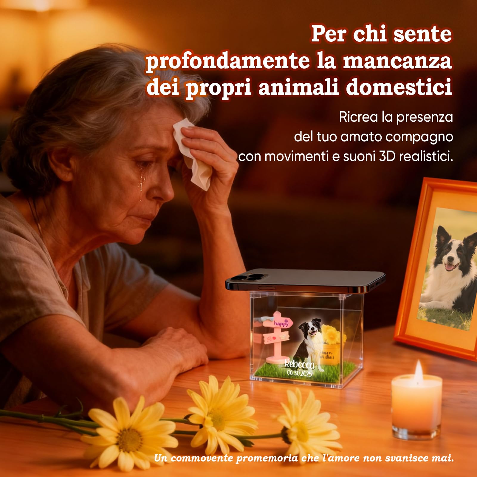 Scatola Commemorativa Olografica per Animali Domestici Cornice con Foto Personalizzata Casetta Digitale Olografica per Animali Domestici Fai Da Te Regalo Personalizzato per Amanti di Cani o Gatti