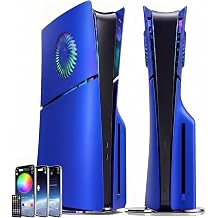 arVin Faceplate for PS5 Slim Disc Edition with Vent & RGB Light Strip Accessories, ABS Hard Anti-Scratch Dustproof Protective Skin Face Plate Cover Plates for PlayStation 5 Slim Disc 2023, Blue