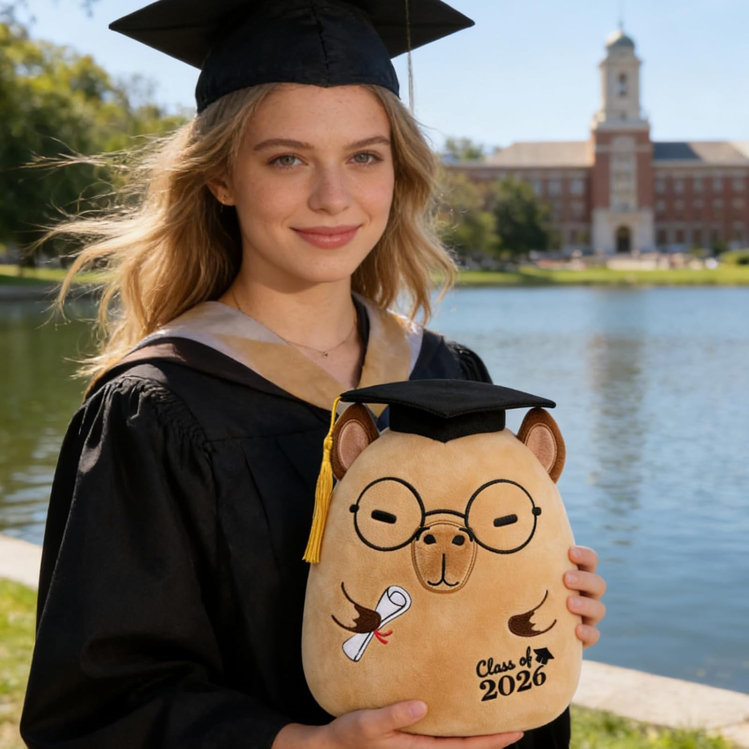 Graduation Stuffed Animal 2026-8 Inch Class of 2026 Capybara Graduation Stuffed Animal Gifts, Graduation Plush Pillow with Black Cap Congrats Grad Party Plush Favors