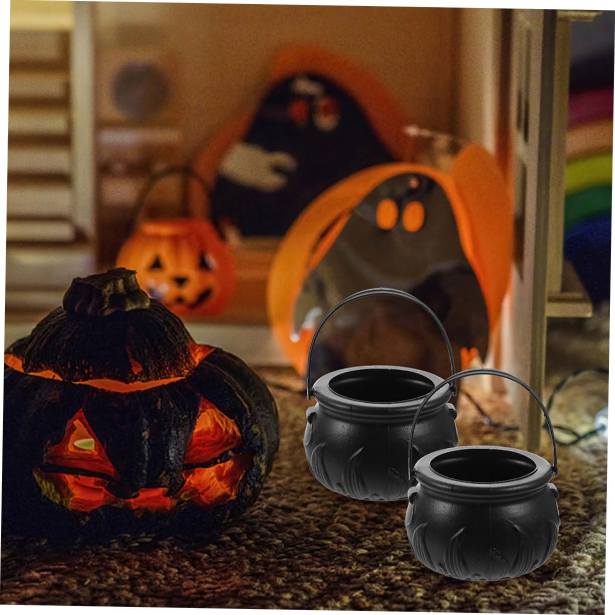 OFFSCH 24pcs basket candy stand neck pumpkin bucket decorate Halloween Favors Basket halloween lantern mini cauldron kettles cauldron Guitar witch cauldron pot the witch