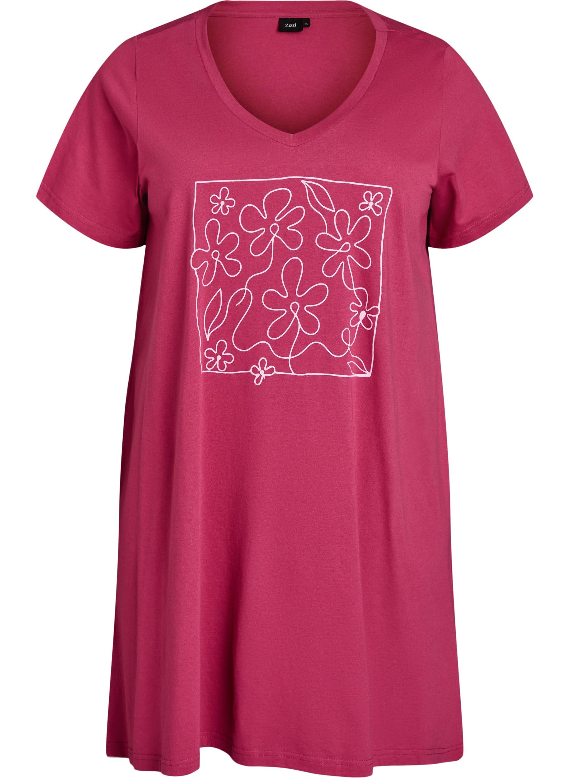 Zizzi Chemise de nuit en coton à manches courtes pour femme Tailles 42-60