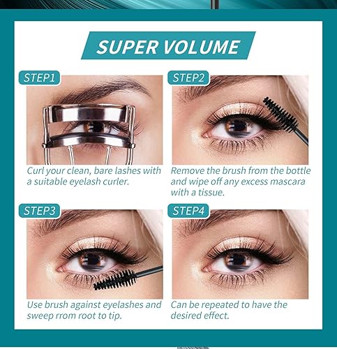 Miniatura 5 de Máscara de extensión líquida, máscara lavable, no se descamano se apelmaza, a prueba de manchas, de larga duración, 0.38 onzas (negro)