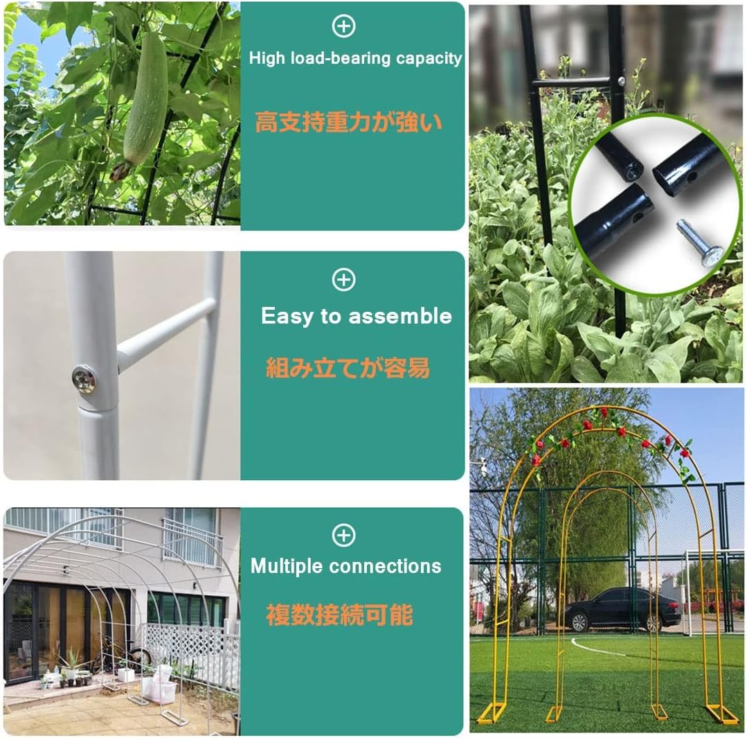 Garden Arches and Arbors Frame Metal Rose Arch Trellis with Base for Climbing Plants Roses Vines Balloon Flower Ring Stand Circle for Christmas(W80xH200cm/31x79inch)