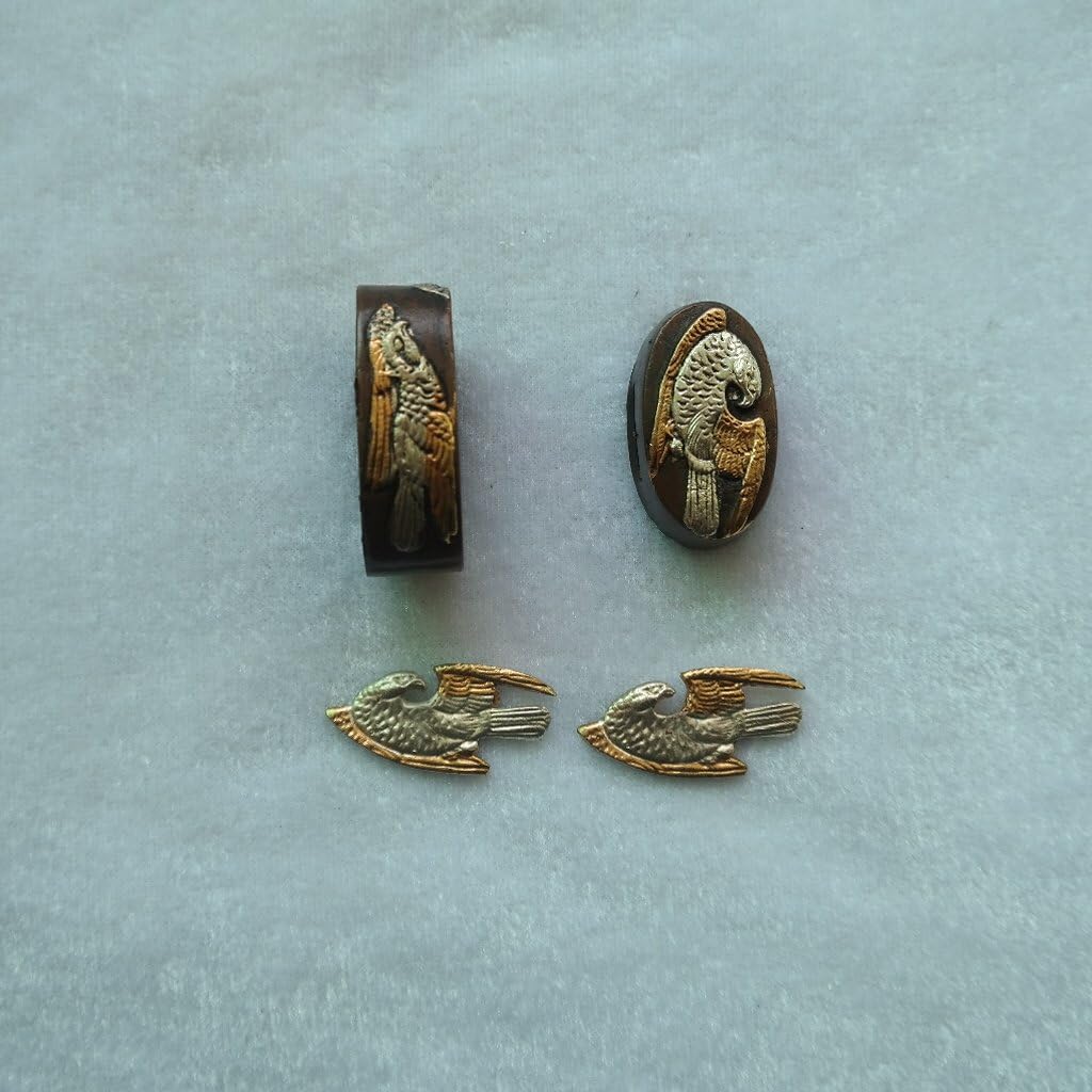 Japanese Sword (SEPPA-HABAKI-ITO) Gold-Plating Copper 019-027Menuki Fuchi-Kashira Tsuba