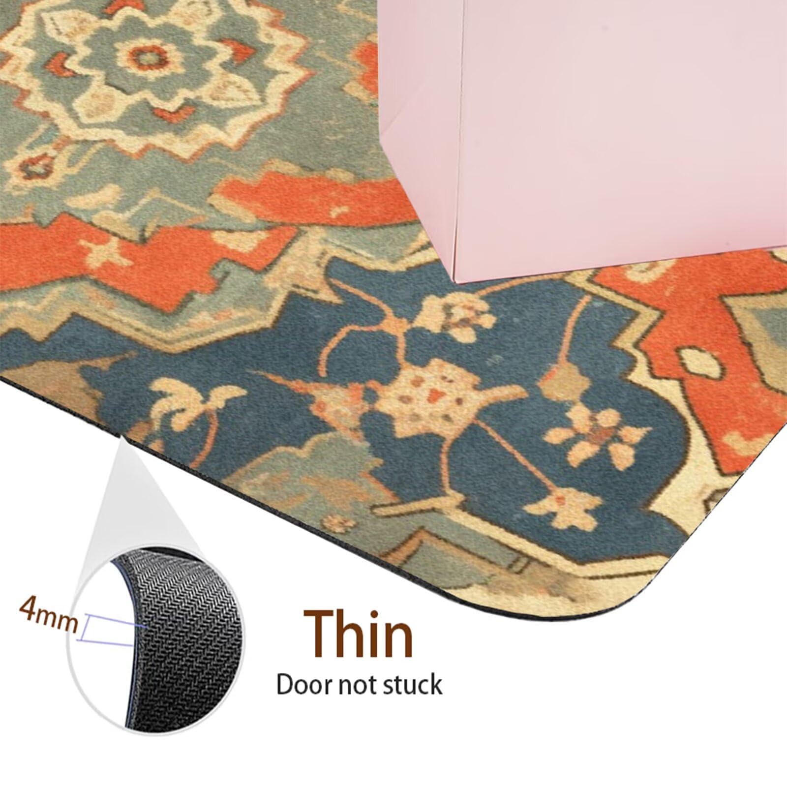 Badezimmerteppich 80x150cm Badteppich Badvorleger Rutschfest Waschbar, Dünn Badematte Absorbierender Schnelltrocknend, Bathroom Mat für Dusche, Badewannenmatte, Badewannen Bad Teppich Tradition 7-1259