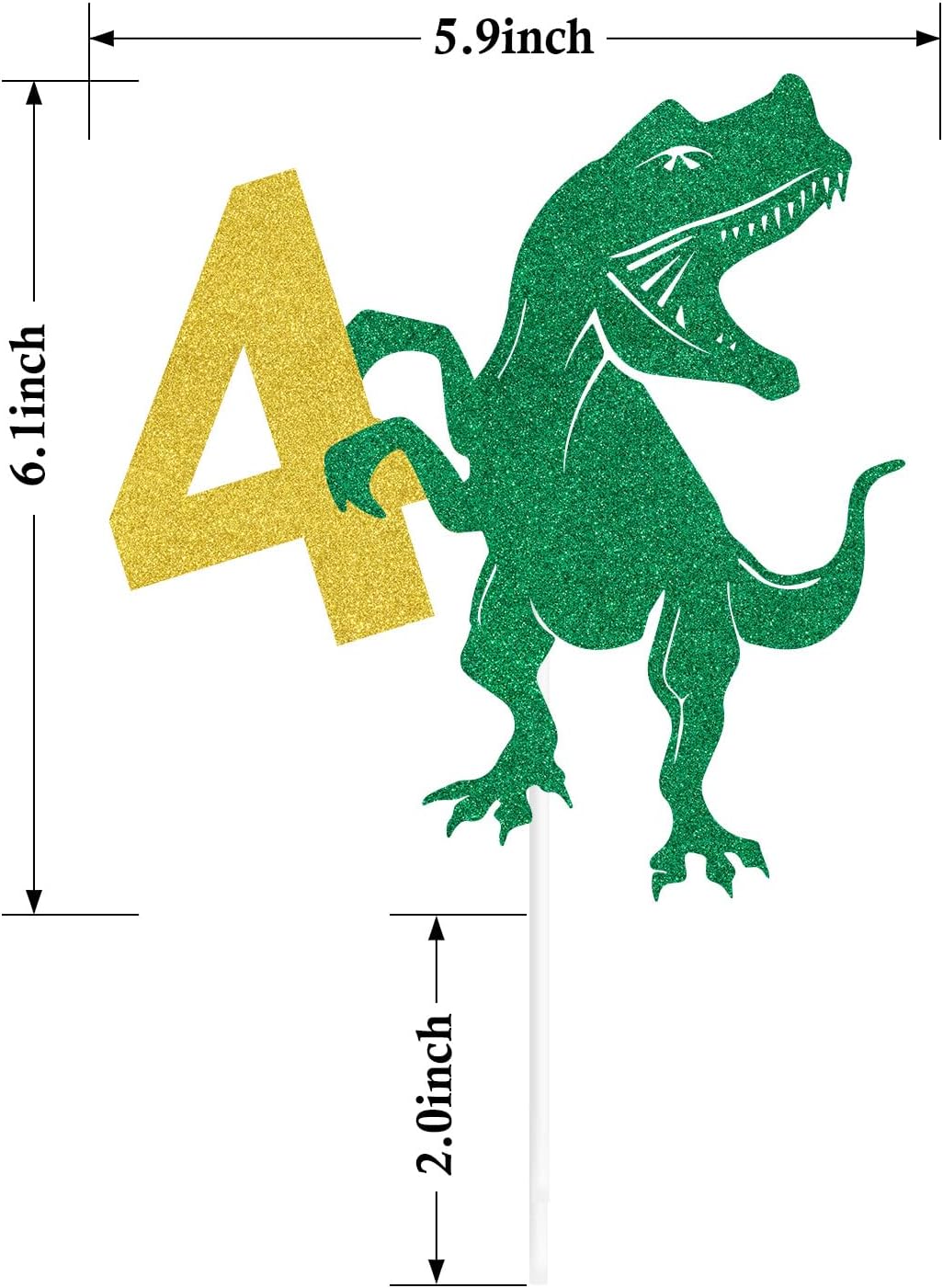 Roar I'm 4 Cake Topper, Rex 4, Jungle Safari Dinosaur Cake Decor for Boys Girls, Happy 4th Birthday Party Decorations - Image 5