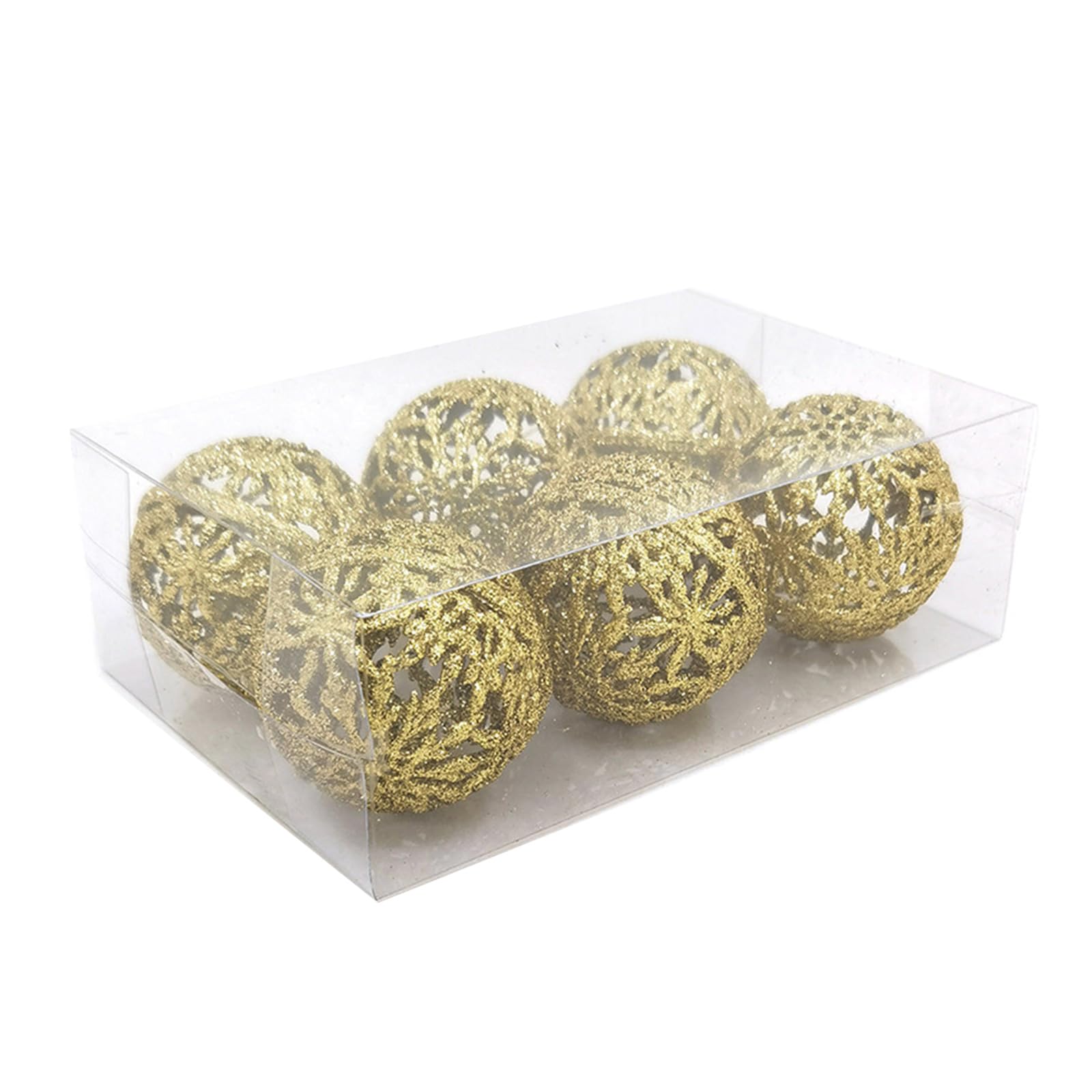 Kalttoy 6Pcs Glittering Hollow Christmas Ball Ornament 55mm Shatterproof Decorative Baubles for Christmas Tree Decorations Party Decoration Spheres