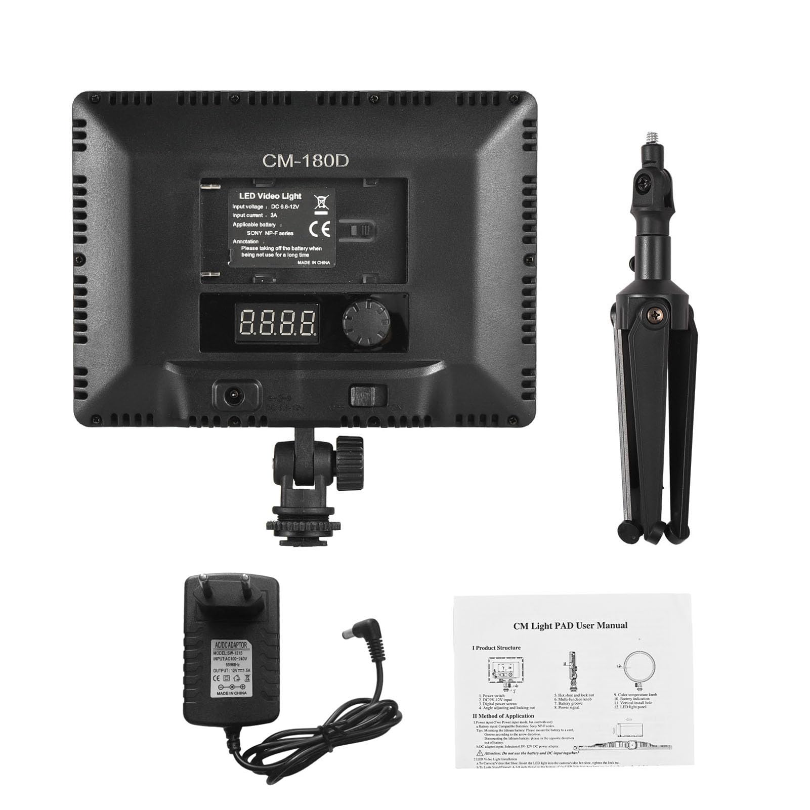 luce video a led HUIOP Mini lampada fotografica da 12 W Luce LED dimmerabile Luce Vlog portatile 1120 Perline LED Serie NP-F Alimentata a batteria 3200K-5600K Dimmerabile con supporto per slitta fredd
