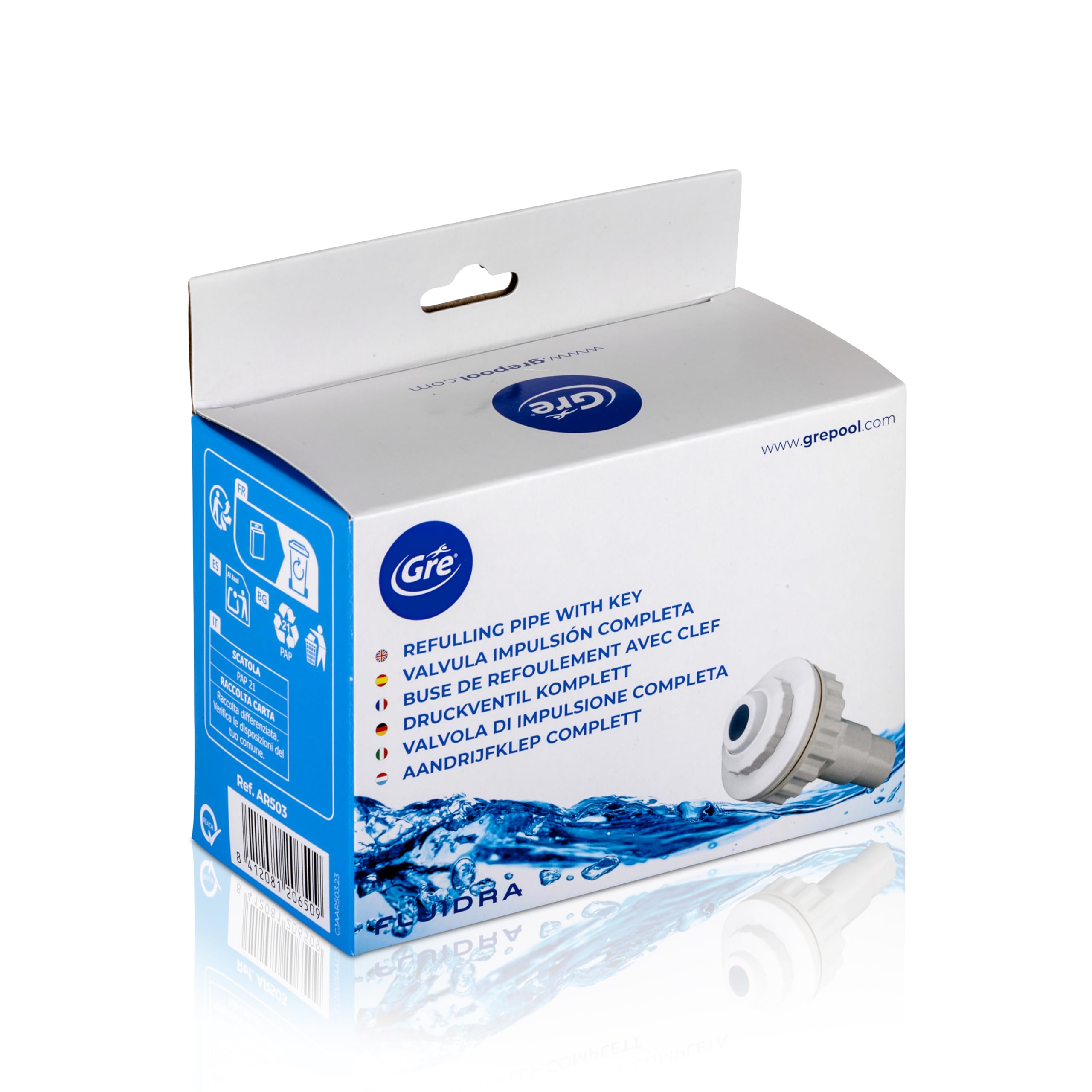 Gre AR503 - Boquilla de impulsión para Piscinas elevadas. Apto para Piscinas de Acero con Orificio para la válvula de Retorno.