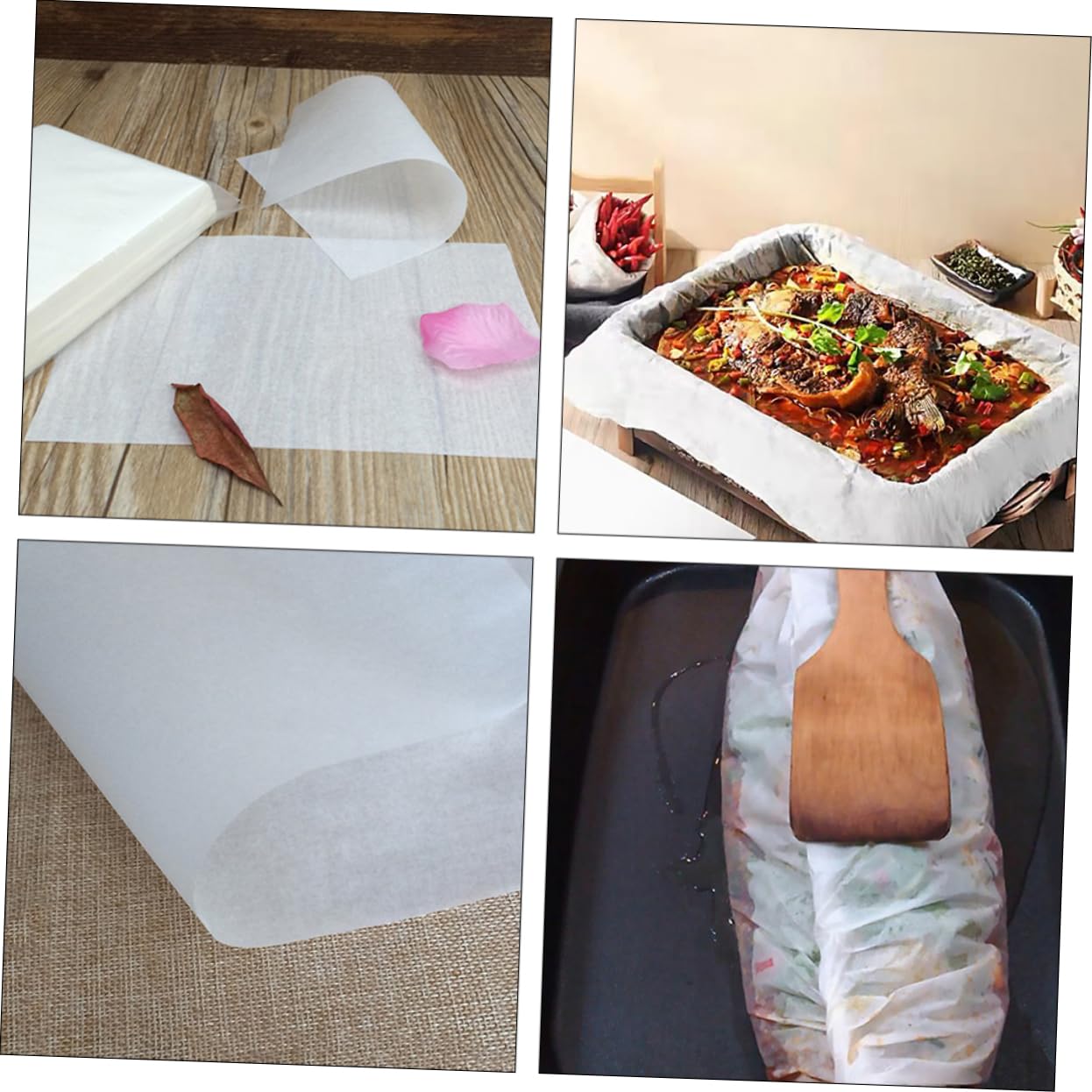 Carta da Forno Antiaderente in Silicone Bianco 50 Fogli | Barbecue e Verdure, Alta Resistenza Termica, Uso in Cucine Domestiche e Negozi