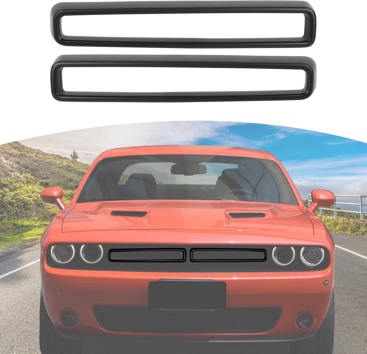 for Challenger Grille Insets Trim Cover Fit for Dodge Challenger 2015-2023 Matt Black Exterior Accessories 2pcs