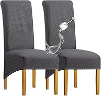 Vista 15 de Juego de 6 fundas impermeables para sillas de comedor extragrandes (caqui, juego de 6 XL))