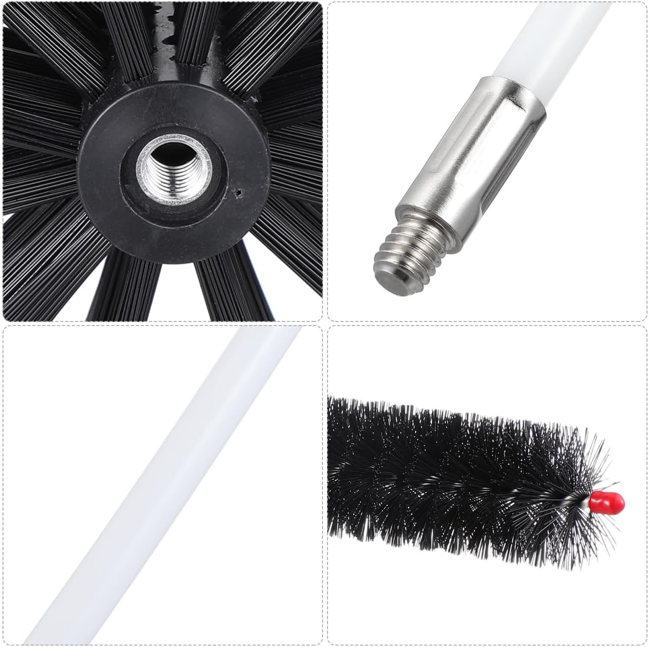 MAGICLULU Flexible Chimney Sweep Kit Chimney Cleaning Head with 12 Extendable Cleaning Rods 4-Inch Wire Brush Hex Joint Rod for Fireplace Stove Pipe Dryer Vent Duct