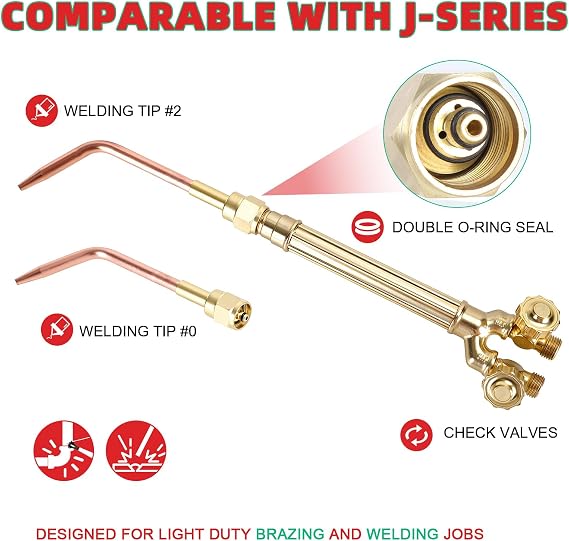 Oxygen Acetylene Torch Kit with Empty Gas Tanks, Portable Oxy Acetylene Torch Kit, Welding Cutting Torch Set, Brazing Kit with Twin Hose, Pressure Gauges, Regulators for DIY Metalwork Repair (Red)