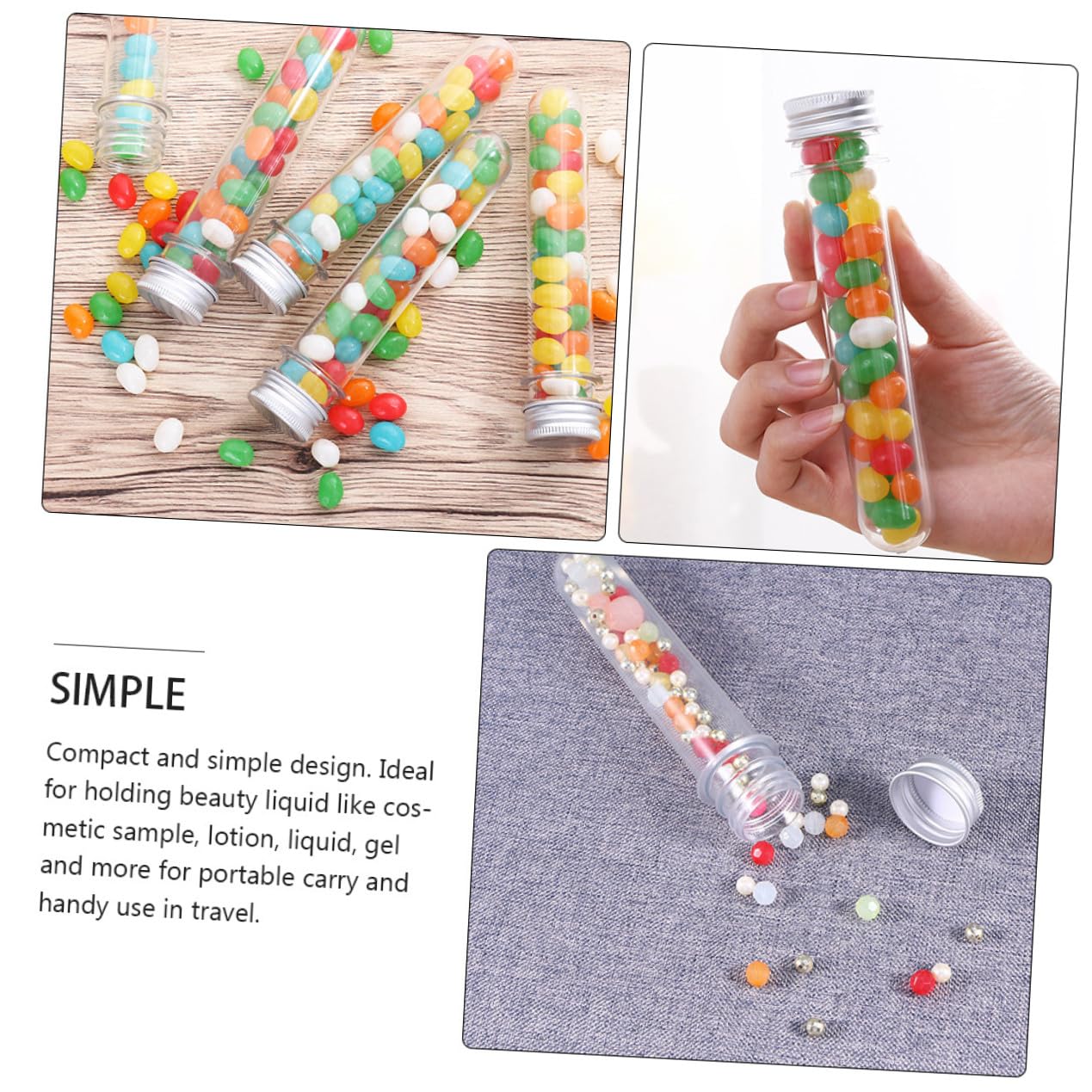 Alipis 50piezas Frascos Transparentes de Tubo de Ensayo para Almacenamiento de Dulces y Baño para Experimentos de Laboratorio