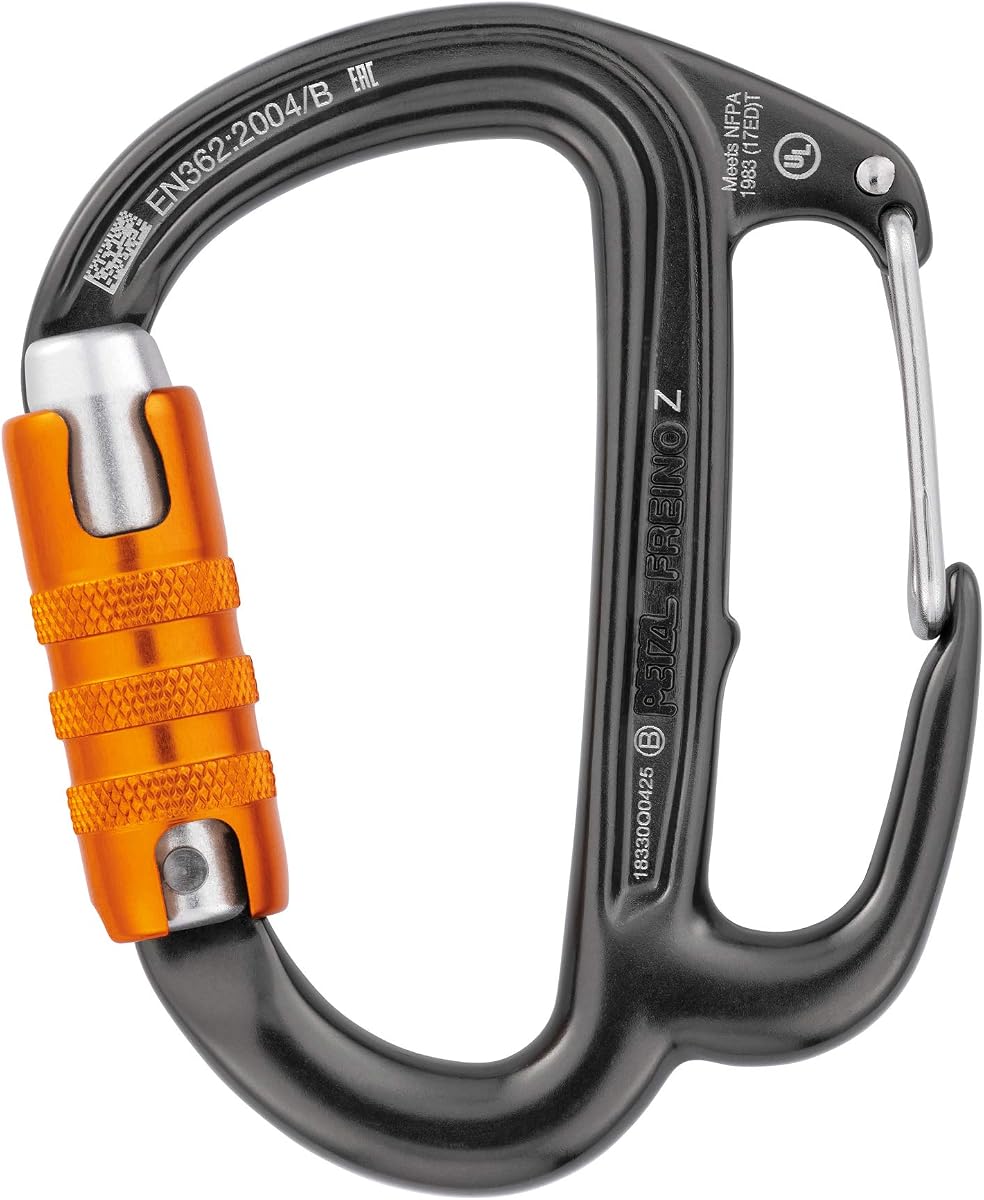 Mosquetón Petzl FREINO Z con bloqueo automático y espolón de fricción integrado (para I'd & RIG)