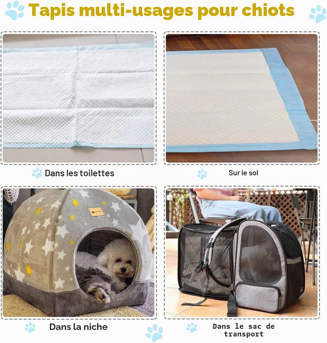 FANTASK Lot de 100 Tapis d'entraînement jetables pour Chiot - Design Anti-Fuite à 5 Couches - 60 x 90 cm