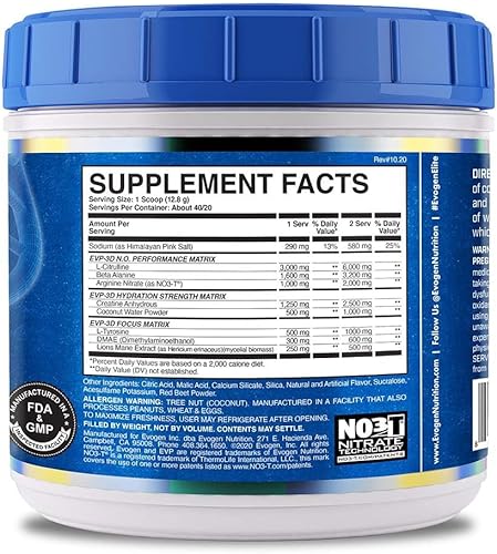 Miniatura 2 de Evogen EVP-3D  Bomba de encendido extremo para preentrenamiento, nitrato de arginina, citrulina, beta-alanina, melena de leones (Smashin' Passion