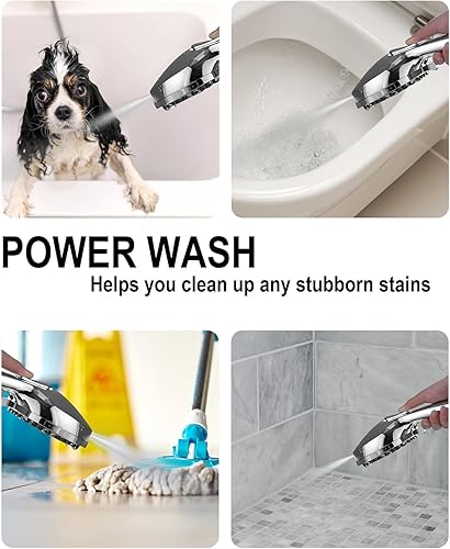 Miniatura 6 de Cabezal de ducha de mano con 7 ajustes de alta presión, lavado eléctrico integrado para limpiar la bañera, azulejos y mascotas, cabezal de ducha de
