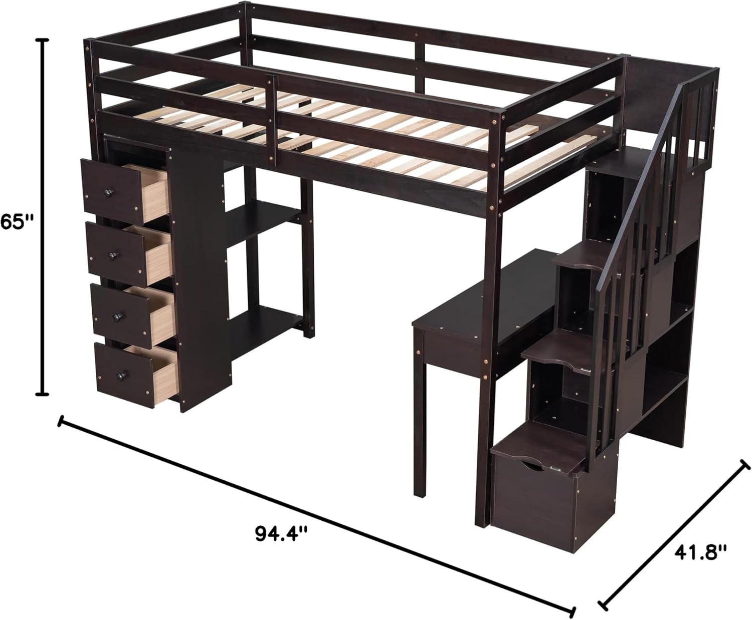 Dimensions of the assembled loft bed