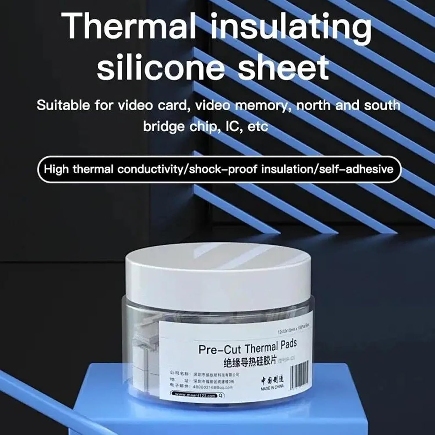 100Pcs Silicone Heat Dissipation Pad for CPU Cooling Thermal Conduction Sheet for Phone Repair Notebook Heat Transfer Pad for LED Power Supply