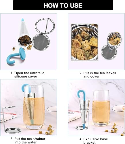 Miniatura 6 de Numola Infusor de té reutilizable con bandeja de goteo para tazas de té, tazas y teteras, colador de té de malla fina de acero inoxidable con tapa