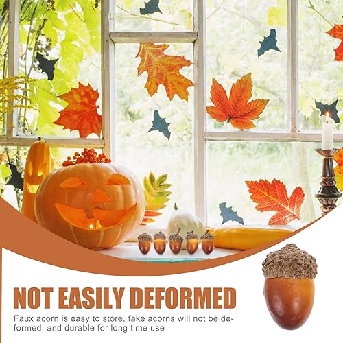 Miniatura 2 de Unomor 50 piezas de mini bellotas artificiales de espuma de bellotas falsas con tapas modelo realista de nuez de roble para Acción de Gracias,