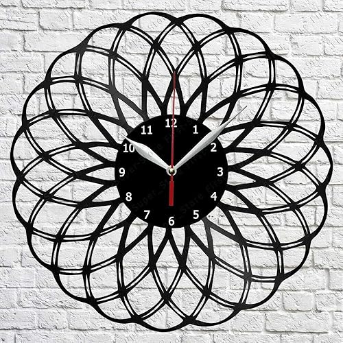 Reloj de pared de vinilo abstracto, registro LP, decoración del hogar, arte hecho a mano, regalo de personalidad (tamaño: 12 pulgadas, color: negro)