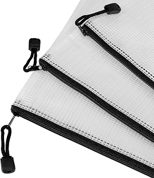 KEILEOHO 24 PCS A4 Plastic Zip Wallet, Folders Zip Lock Bags, Mesh Zipper Pouch Document Office File Folders