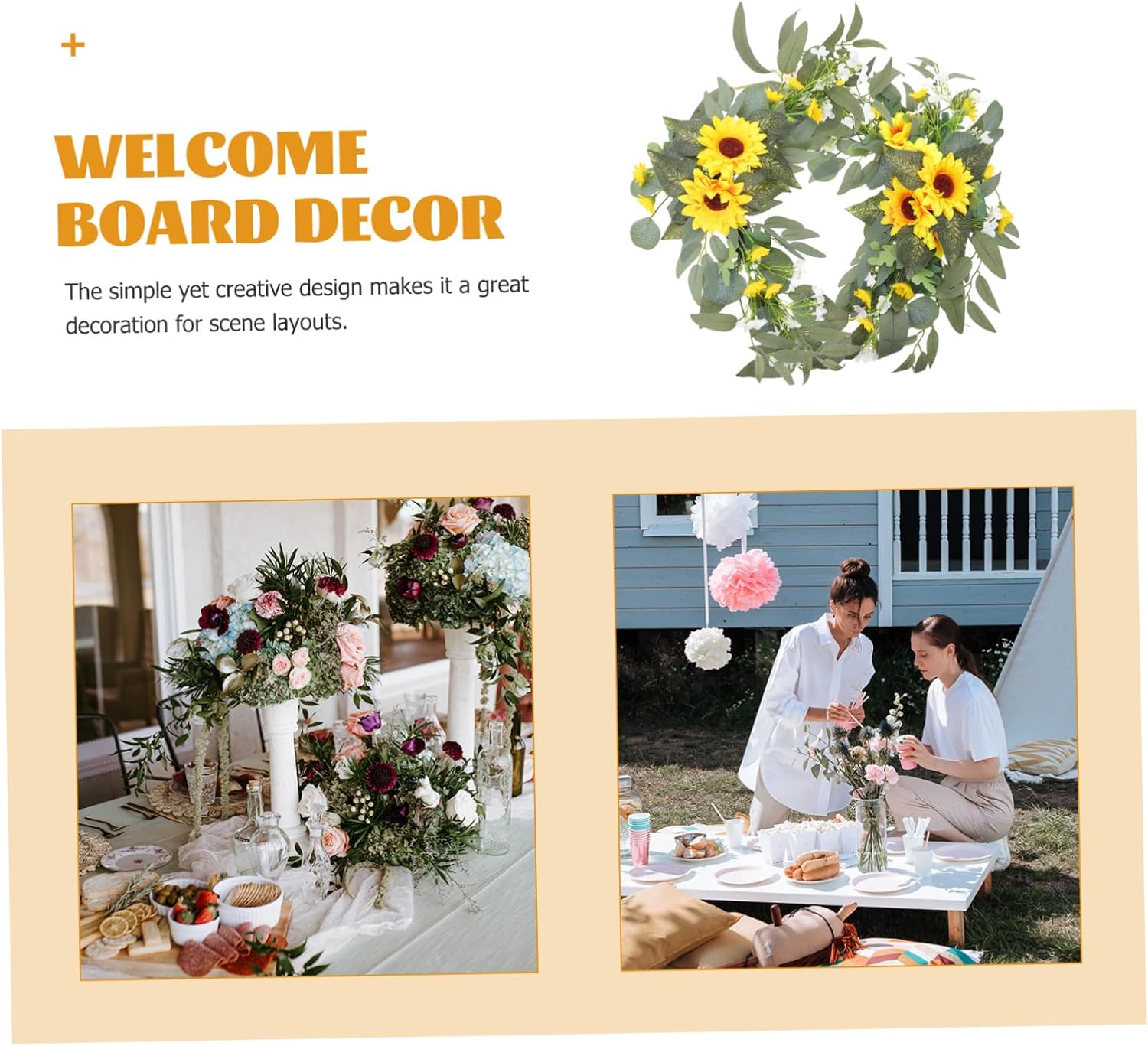Cabilock 2pcs Beautiful Sunflower Ornaments Artificial Flower Decor for Wedding and Birthday Parties Vibrant Faux Sunflower Decorations for Door and Event Styling