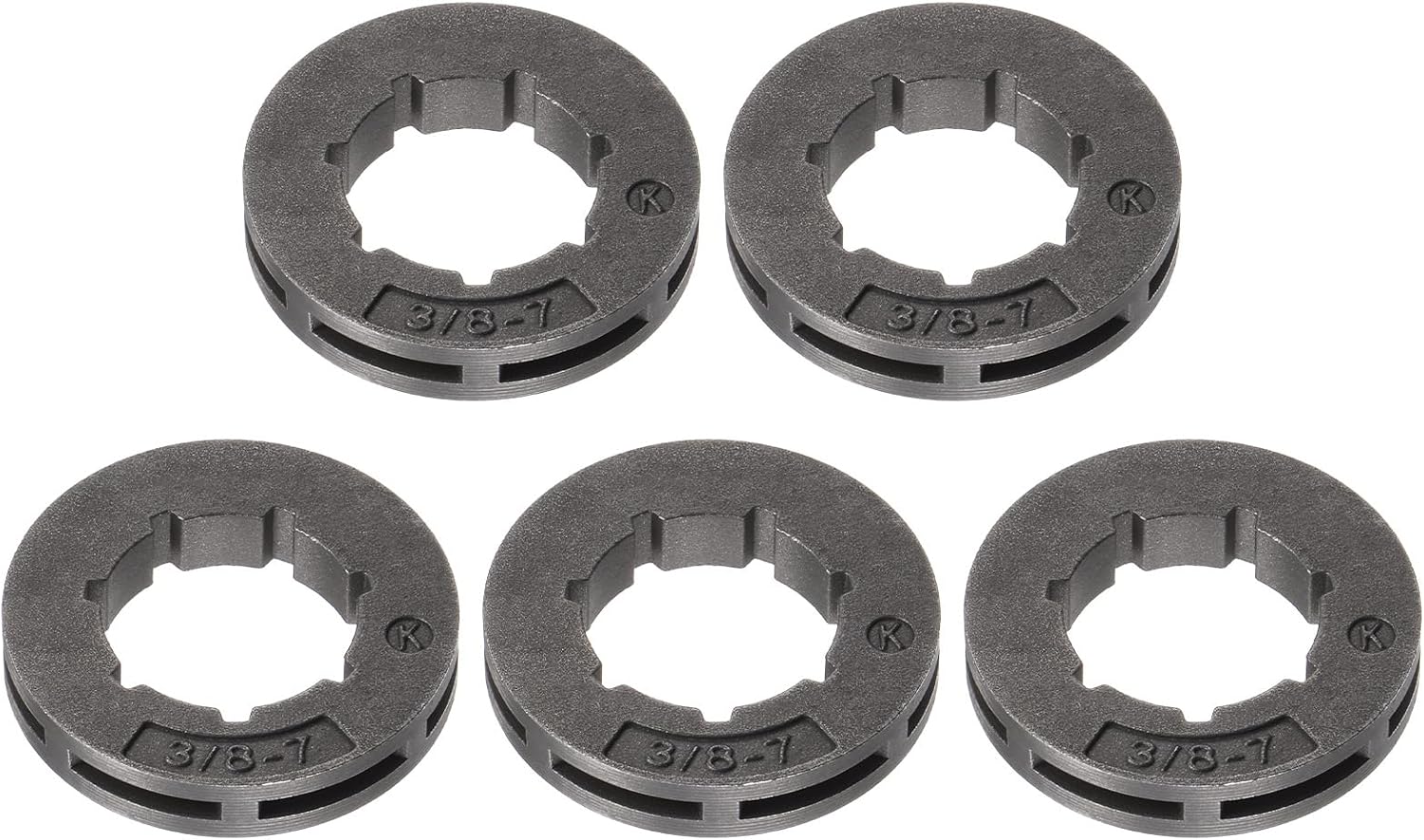 uxcell 5 Pcs Sprocket Rim 3/8-7 19mm Standard for Most Chainsaws, Gray