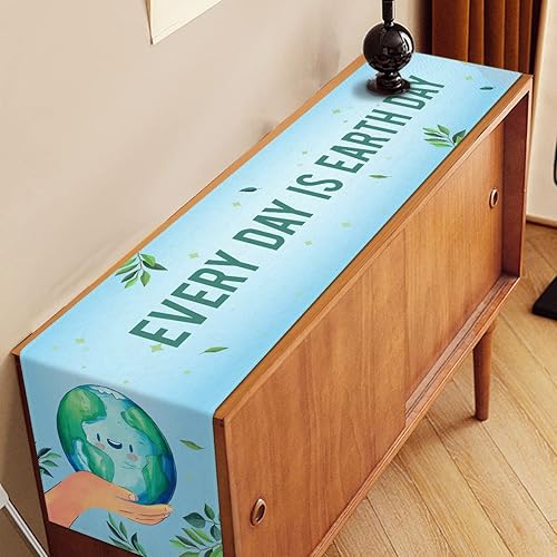 Miniatura 5 de Nepnuser Camino de mesa Every Day is Earth Day Save Our Planet, decoración de fiesta temática para escuela, aula, hogar, cocina, comedor, 72 pulgadas