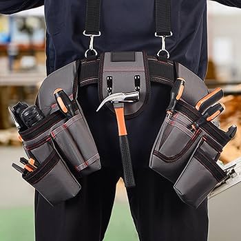 Amazon | サスペンダー付きツールベルト、ポーチ付き