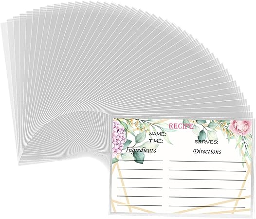 100 Pcs 4 X 6 Inch Recipe Card Protectors, Recipe Card Covers, Kitchen