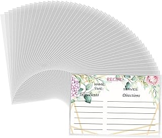 4x6 Inches Recipe Card Protectors, Recipe Card Covers, Set of 100