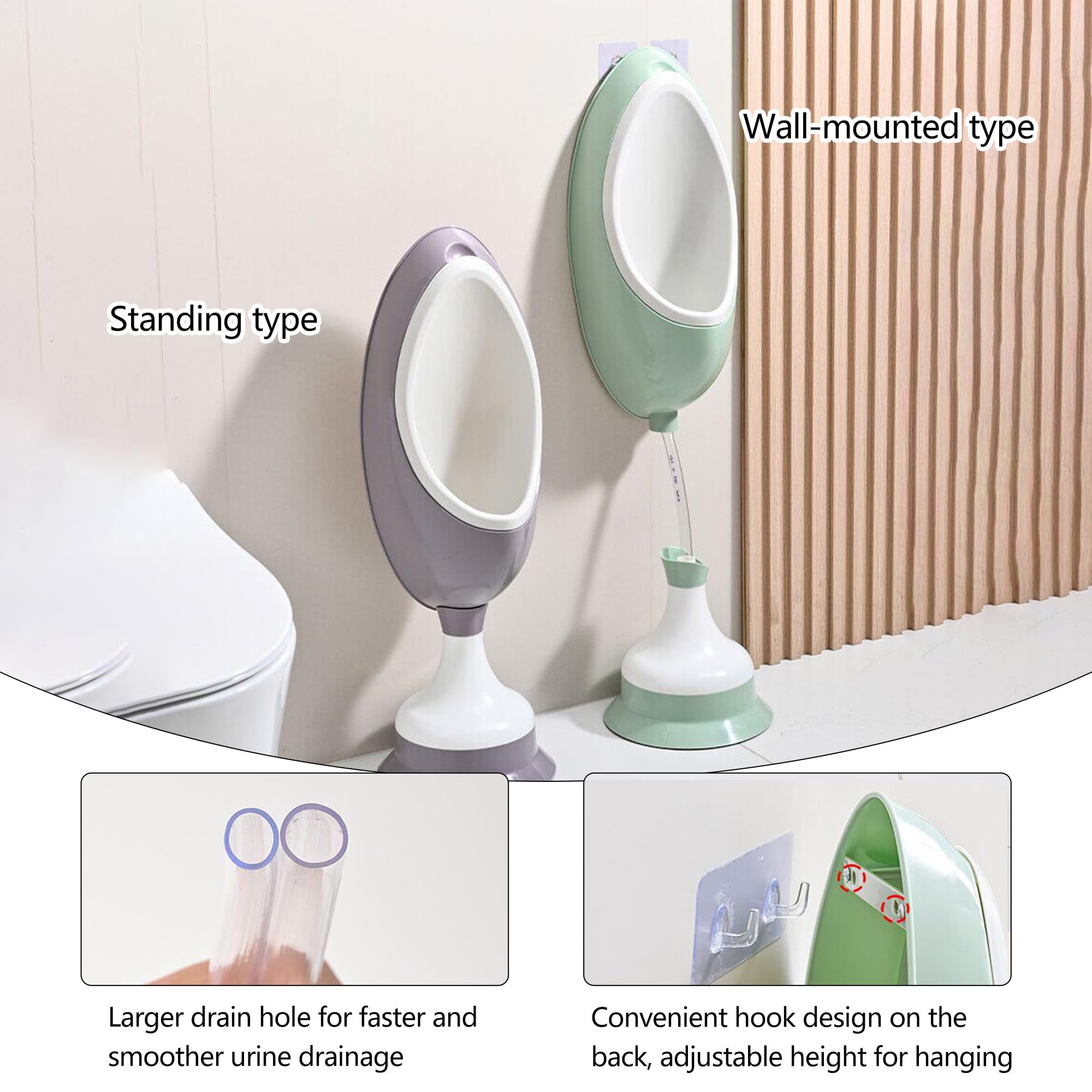 Wasserloses Urinal für Herren, Verdicktes, vertieftes Urinal, Tragbares PP-Urinal mit herausnehmbarem Auffangbehälter, Für Garage, Außenbereich, Garten und Werkstatt(Green)