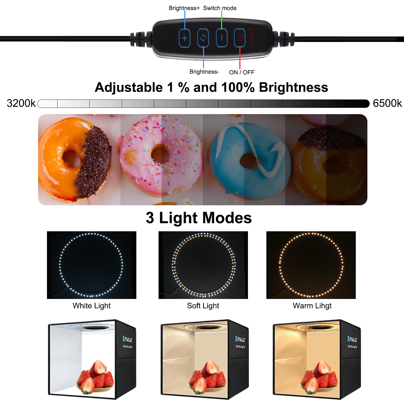 PULUZ 16 Pouces /40cm Boîte à lumière à Charge Rapide Portable Pliable pour Photo Studio Light Box de Photographie Tentes de Shooting, 6 Couleurs de Fond