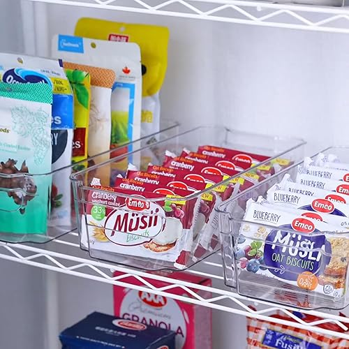 Miniatura 4 de Aheyimcn Juego de 4 organizadores apilables para refrigerador con divisores y tapas extraíbles, sin BPA, contenedores organizadores para frutas,