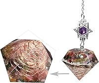 Vista 43 de Rockcloud Stone Pendulum for Dowsing Divitation Meditation Reiki Healing Energy Balancing with Dream Catcher, Fluorite