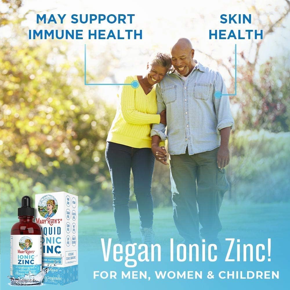 Morning Liquid Multivitamin (Strawberry) & Ionic Liquid Zinc Drops by MaryRuth's | Vitamin A B C D3 E Trace Minerals & Amino Acids 100% Vegan | Zinc Sulfate for Immune Support for Adults & Kids