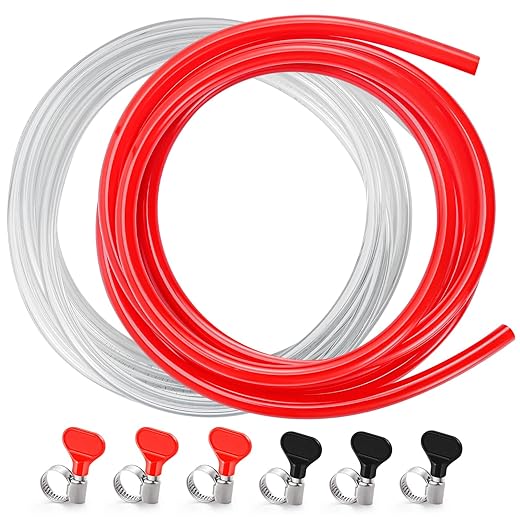 10FT Kegerator Beer Co2 Gas Dual Lines Kit, ID 3/16" Keg Beer Lines Tubing & ID 5/16'' Co2 Gas Hose Food-Grade PVC Tubing Keg Faucet Tube with 6Pcs Hose Clamps for Homebrew